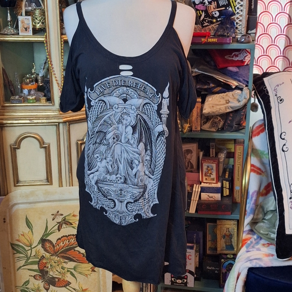 Killstar Black Asymmetrical Graphic Tank Top